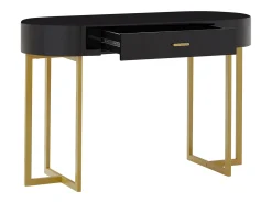 Consola*Vente-unique Secretária consola 1 gaveta MDF lacado e metal e dourado TORELI Pascal Morabito Preto