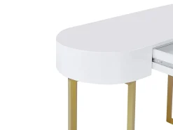 Consola|Vente-unique Secretária consola com 1 gaveta em MDF lacado e metal, e dourado – TORELI II de Pascal Morabito Branco