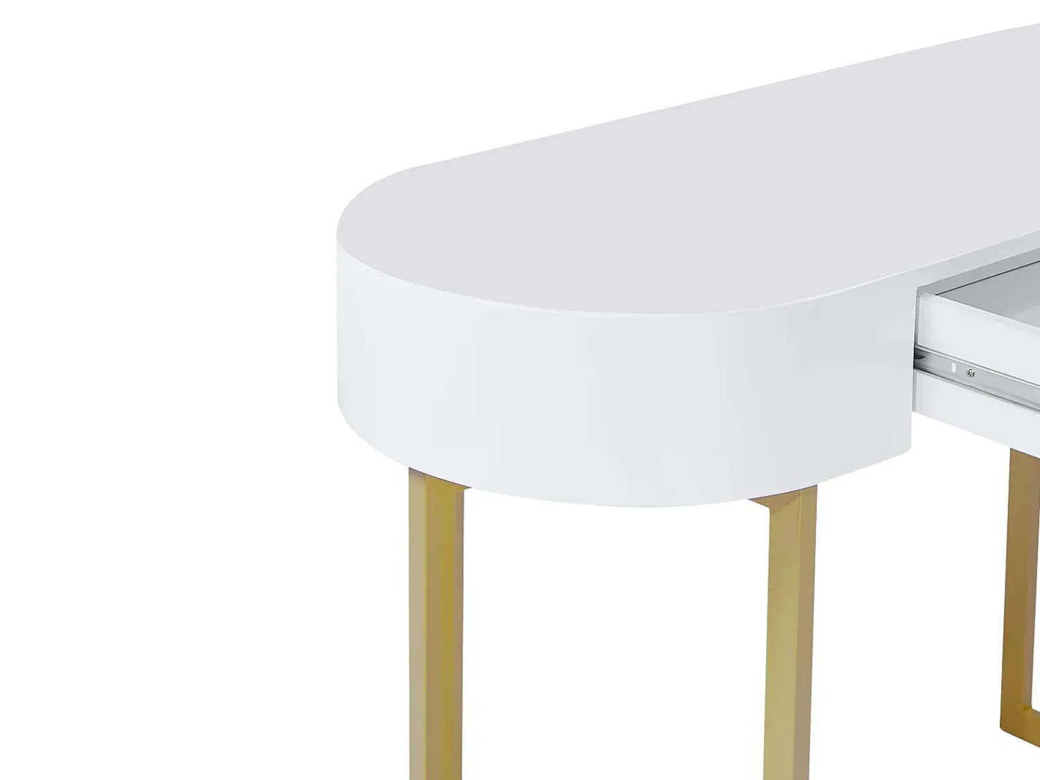 Consola|Vente-unique Secretária consola com 1 gaveta em MDF lacado e metal, e dourado – TORELI II de Pascal Morabito Branco