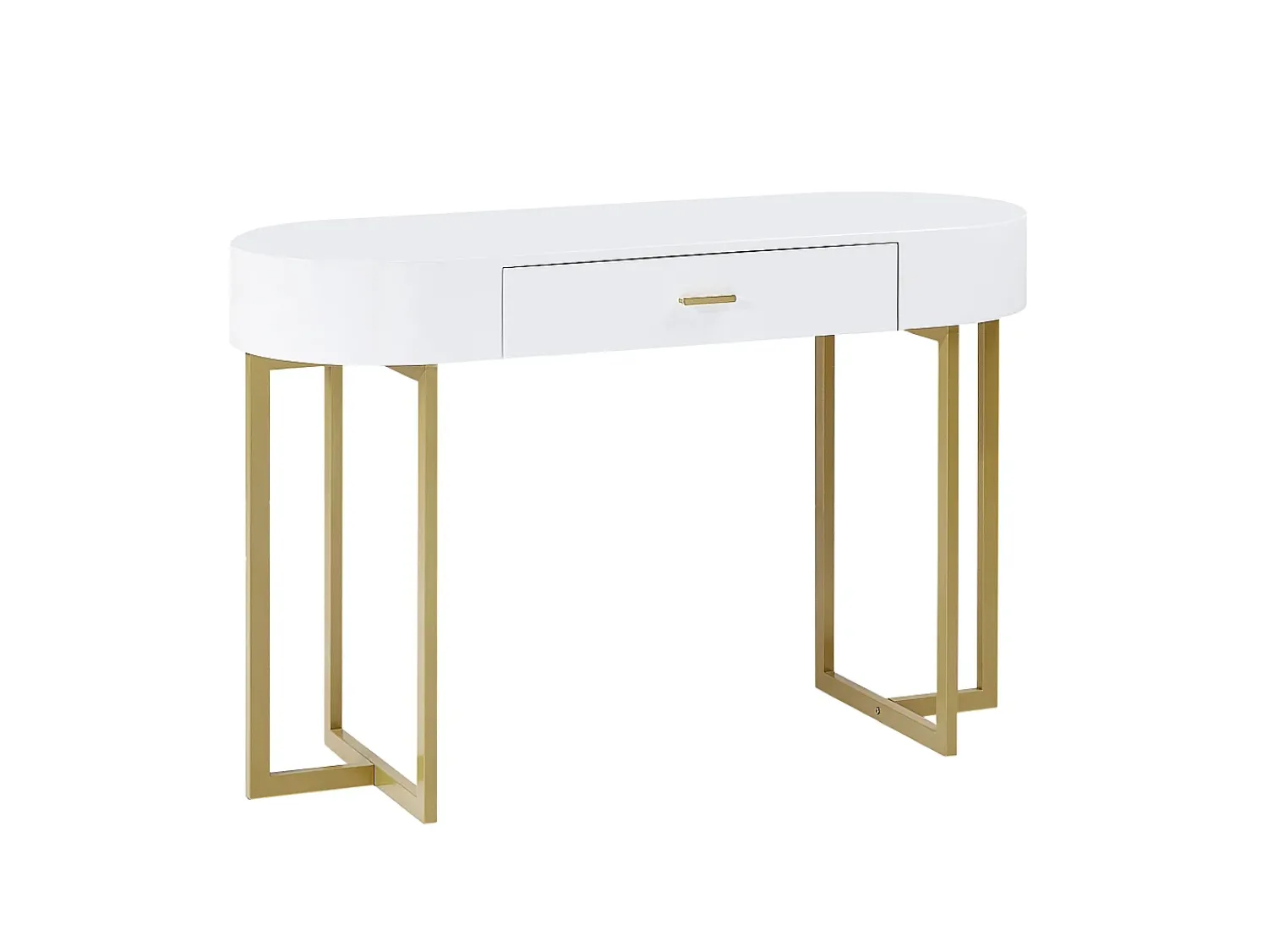 Consola|Vente-unique Secretária consola com 1 gaveta em MDF lacado e metal, e dourado – TORELI II de Pascal Morabito Branco