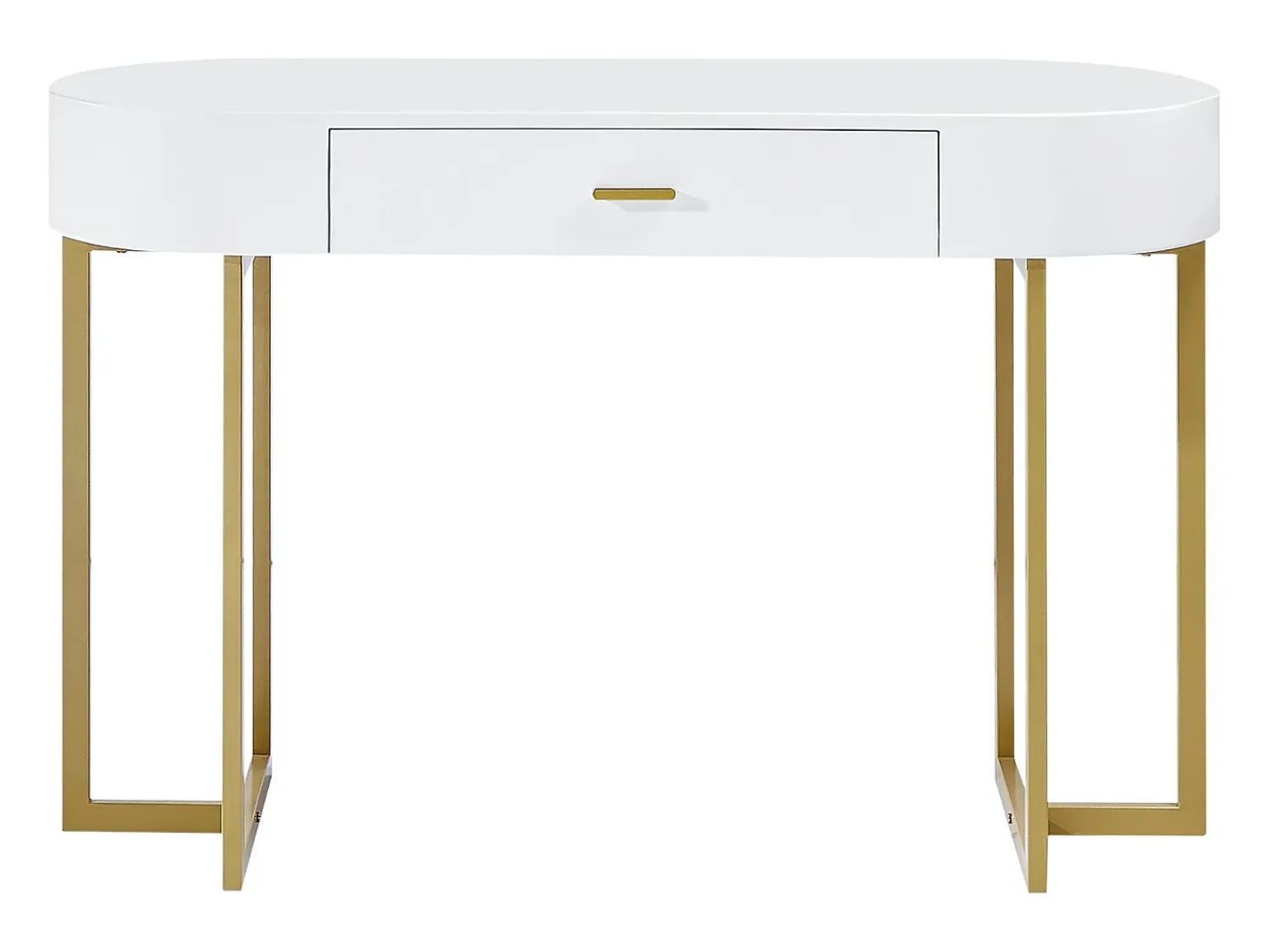 Consola|Vente-unique Secretária consola com 1 gaveta em MDF lacado e metal, e dourado – TORELI II de Pascal Morabito Branco