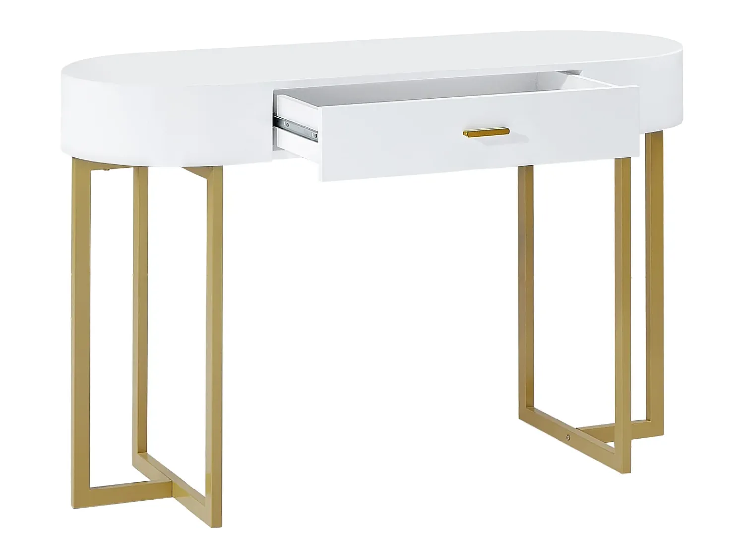 Consola|Vente-unique Secretária consola com 1 gaveta em MDF lacado e metal, e dourado – TORELI II de Pascal Morabito Branco