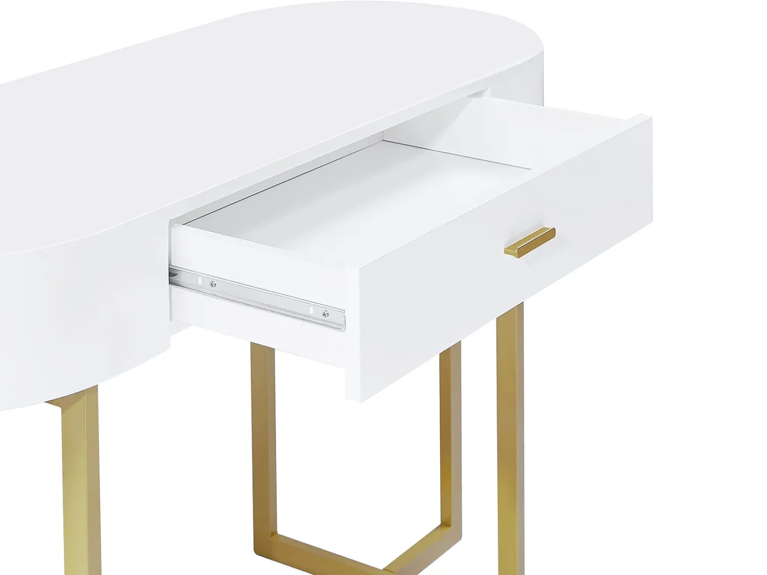 Consola|Vente-unique Secretária consola com 1 gaveta em MDF lacado e metal, e dourado – TORELI II de Pascal Morabito Branco