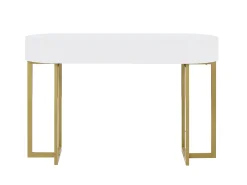 Consola|Vente-unique Secretária consola com 1 gaveta em MDF lacado e metal, e dourado – TORELI II de Pascal Morabito Branco