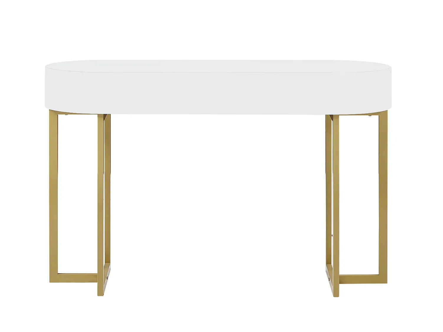 Consola|Vente-unique Secretária consola com 1 gaveta em MDF lacado e metal, e dourado – TORELI II de Pascal Morabito Branco