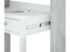 Consola|Loungitude Secretária consola extensível com 2 gavetas 100 cm /Cinza - Móvel multifuncional para espaços pequenos Branco