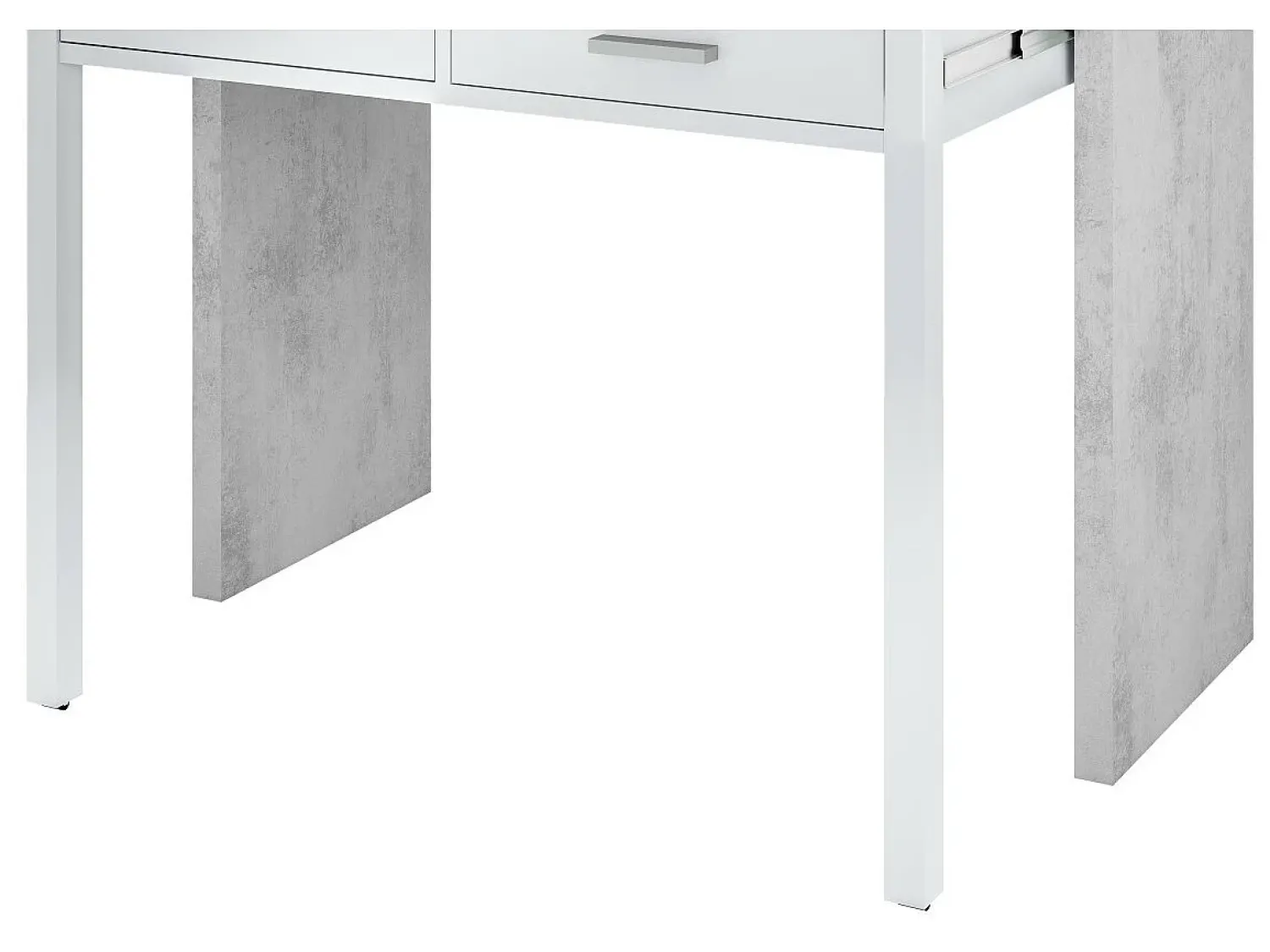 Consola|Loungitude Secretária consola extensível com 2 gavetas 100 cm /Cinza - Móvel multifuncional para espaços pequenos Branco