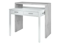 Consola|Loungitude Secretária consola extensível com 2 gavetas 100 cm /Cinza - Móvel multifuncional para espaços pequenos Branco