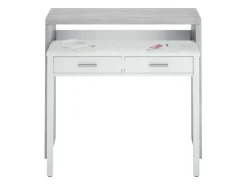 Consola|Loungitude Secretária consola extensível com 2 gavetas 100 cm /Cinza - Móvel multifuncional para espaços pequenos Branco