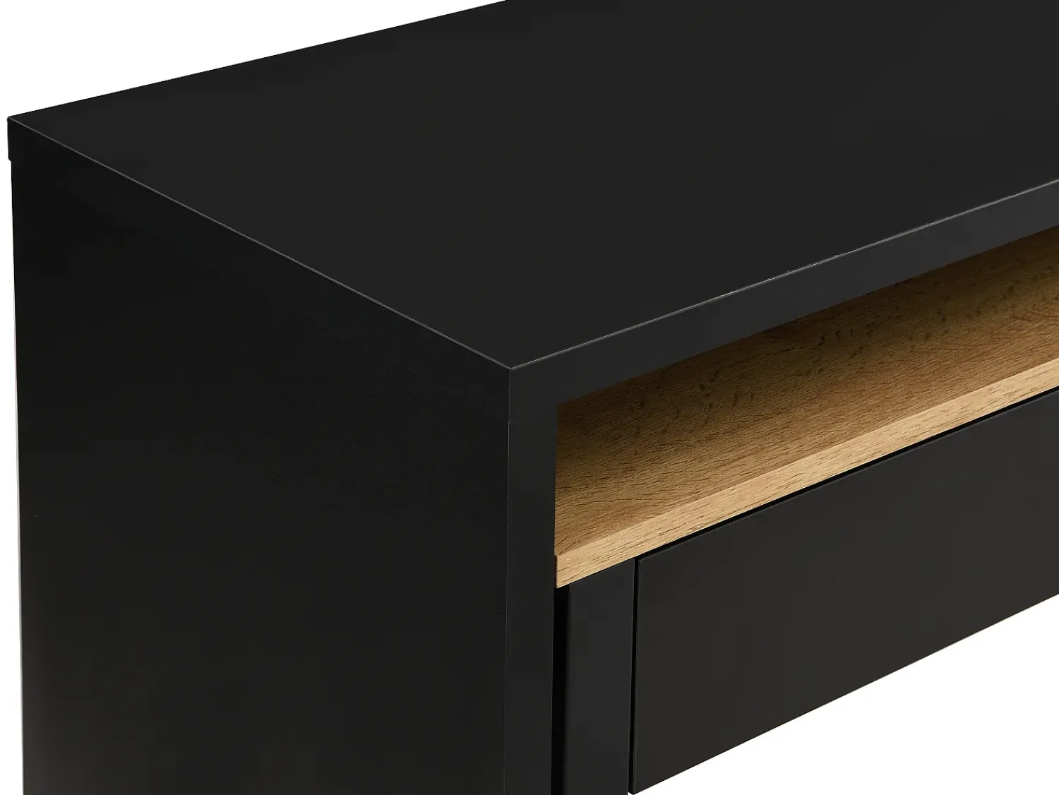 Consola*Vente-unique Secretária consola extensível com 2 gavetas preto e natural - LOAVIA Preto / Natural claro