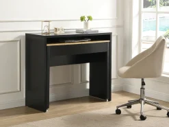 Consola*Vente-unique Secretária consola extensível com 2 gavetas preto e natural - LOAVIA Preto / Natural claro