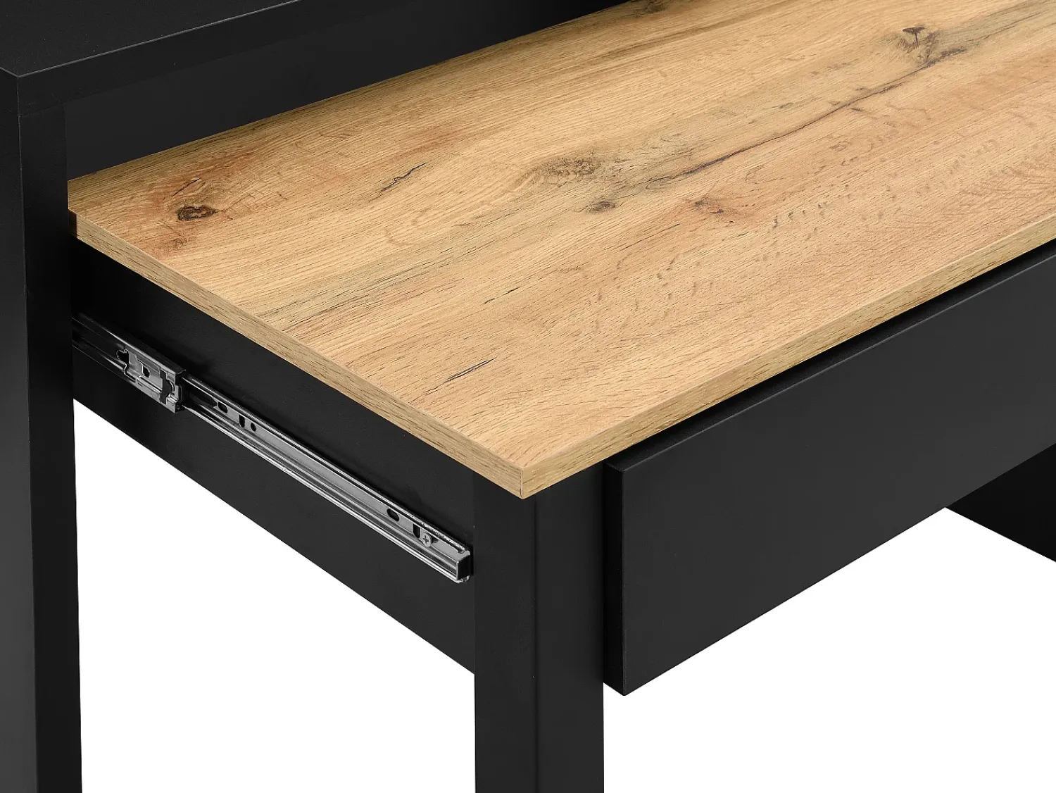 Consola*Vente-unique Secretária consola extensível com 2 gavetas preto e natural - LOAVIA Preto / Natural claro