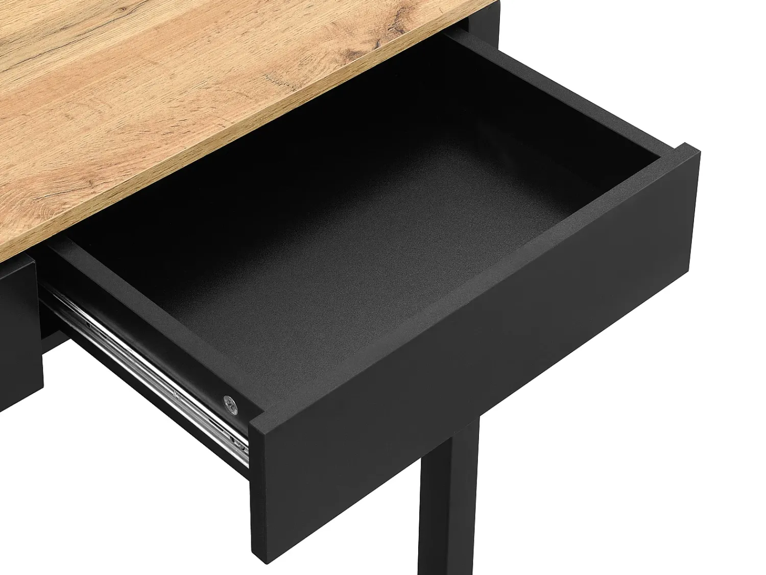 Consola*Vente-unique Secretária consola extensível com 2 gavetas preto e natural - LOAVIA Preto / Natural claro