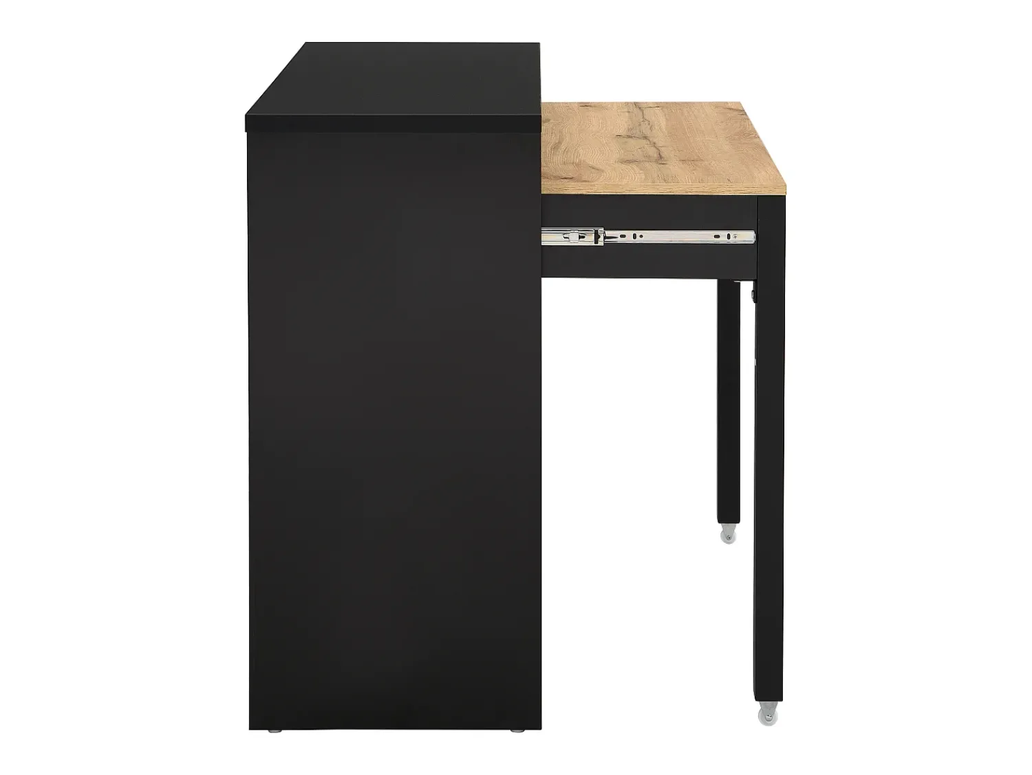 Consola*Vente-unique Secretária consola extensível com 2 gavetas preto e natural - LOAVIA Preto / Natural claro