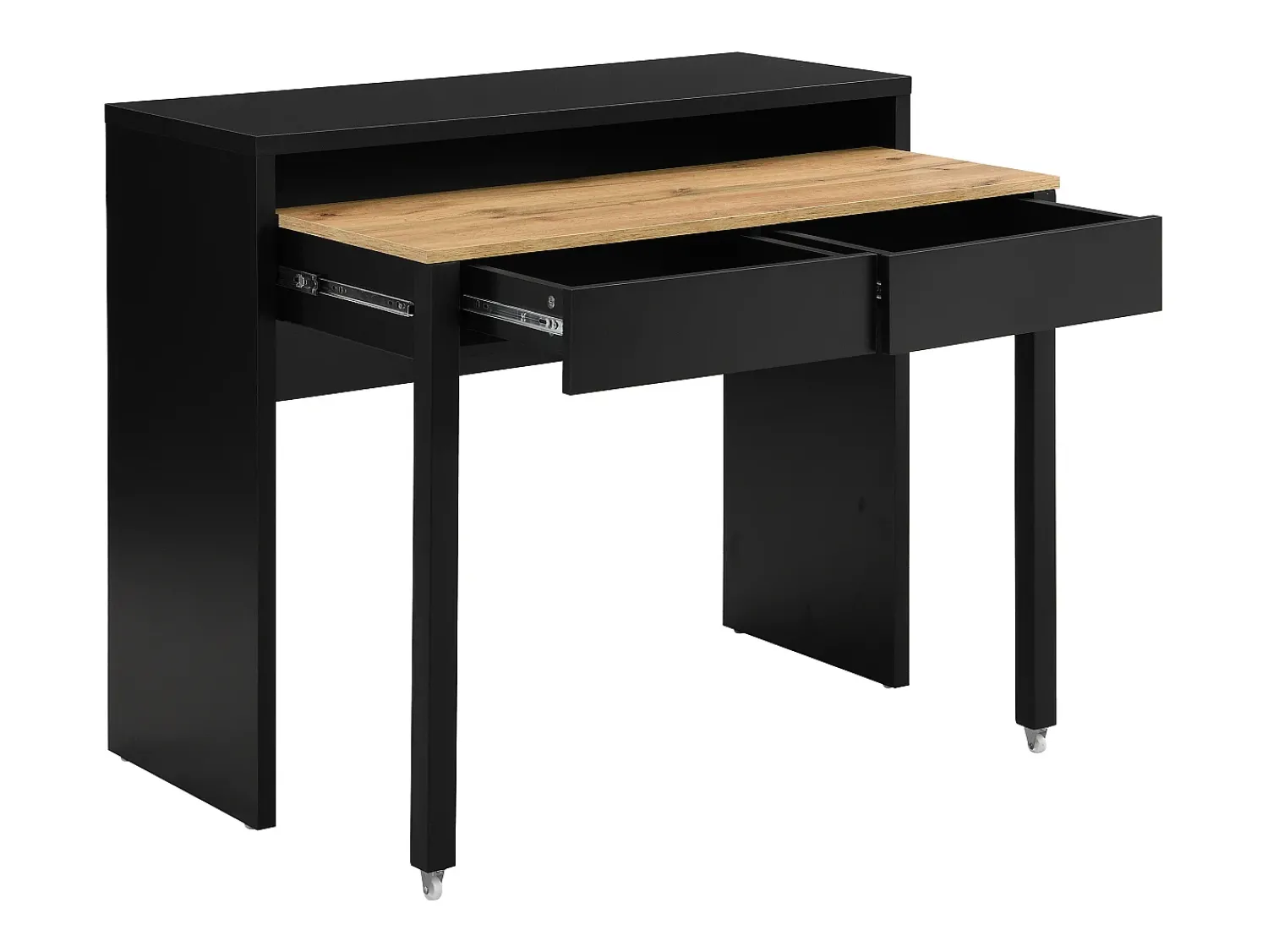 Consola*Vente-unique Secretária consola extensível com 2 gavetas preto e natural - LOAVIA Preto / Natural claro