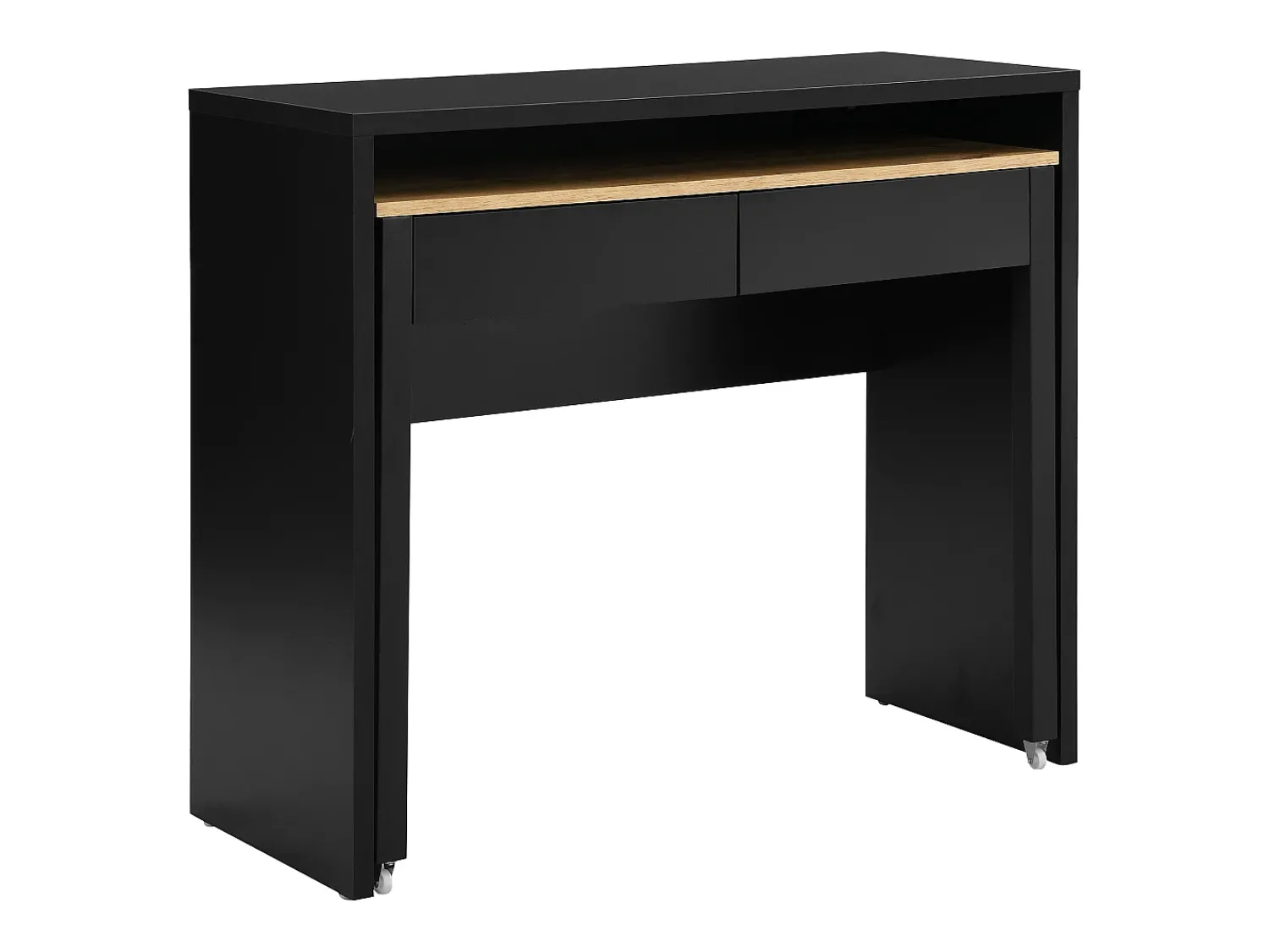 Consola*Vente-unique Secretária consola extensível com 2 gavetas preto e natural - LOAVIA Preto / Natural claro