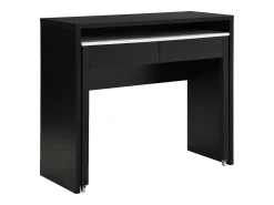 Vente-unique Secretária consola extensível com 2 gavetas preto e efeito mármore branco - LOAVIA^ Consola