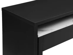 Vente-unique Secretária consola extensível com 2 gavetas preto e efeito mármore branco - LOAVIA^ Consola