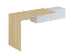 New Vente-unique Secretária consola suspensa com 2 armários cor natural e branco - MOLAWA Natural claro / Branco