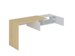 New Vente-unique Secretária consola suspensa com 2 armários cor natural e branco - MOLAWA Natural claro / Branco