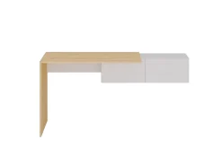 New Vente-unique Secretária consola suspensa com 2 armários cor natural e branco - MOLAWA Natural claro / Branco