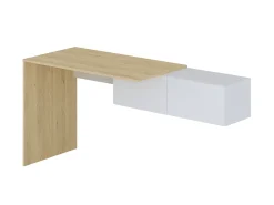New Vente-unique Secretária consola suspensa com 2 armários cor natural e branco - MOLAWA Natural claro / Branco
