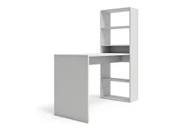Consola|duehome Secretária Cosmic com prateleiras em branco artik 120 x 144 cm Cinzento