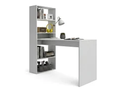 Consola|duehome Secretária Cosmic com prateleiras em branco artik 120 x 144 cm Cinzento