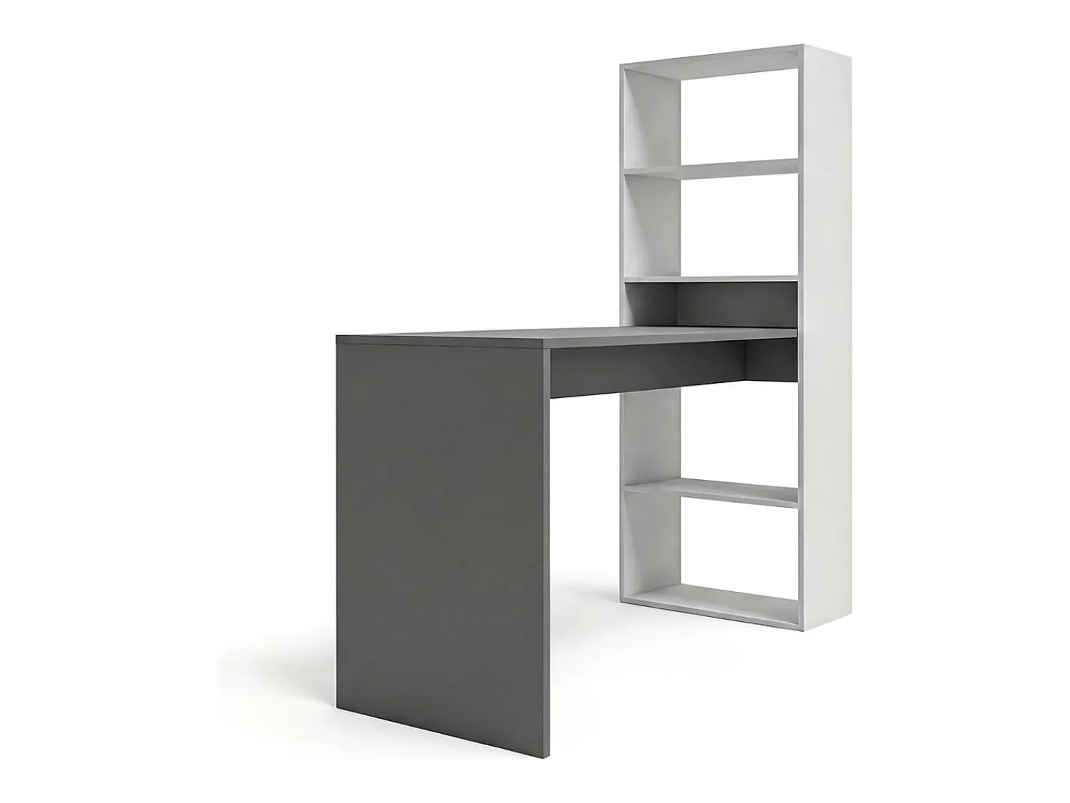 Consola*duehome Secretária Cosmic com prateleiras em branco artik antracite 120 x 144 cm Cinzento