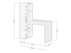 Consola*duehome Secretária Cosmic com prateleiras em branco artik antracite 120 x 144 cm Cinzento