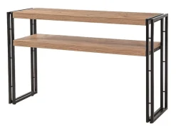 Concept-Usine Secretária de estilo industrial HANKO - madeira e preto - 140 cm com 2 gavetas^ Consola