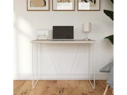 Outlet Dorel Home Secretária de pé com 2 gavetas em MDF cinzento pomba Castanho