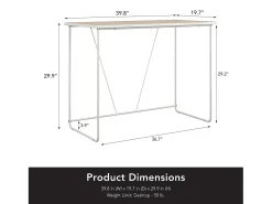 Outlet Dorel Home Secretária de pé com 2 gavetas em MDF cinzento pomba Castanho