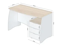 Consola*duehome Secretária Elan 3 gavetas Natural claro