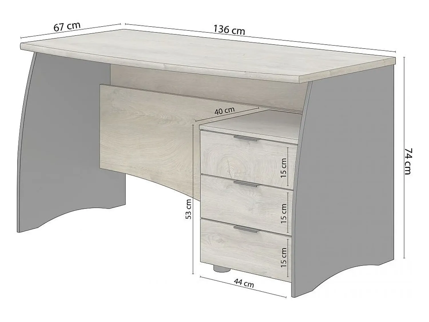 duehome Secretária Elan 3 gavetas^ Consola