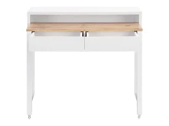 Consola*Vente-unique Secretária extensível com 2 gavetas, branca e natural - LOAVIA Natural claro / Branco