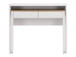 Consola*Vente-unique Secretária extensível com 2 gavetas, branca e natural - LOAVIA Natural claro / Branco