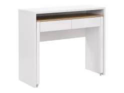 Consola*Vente-unique Secretária extensível com 2 gavetas, branca e natural - LOAVIA Natural claro / Branco