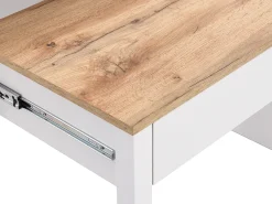 Consola*Vente-unique Secretária extensível com 2 gavetas, branca e natural - LOAVIA Natural claro / Branco