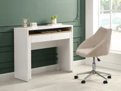 Consola*Vente-unique Secretária extensível com 2 gavetas, branca e natural - LOAVIA Natural claro / Branco
