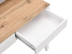 Consola*Vente-unique Secretária extensível com 2 gavetas, branca e natural - LOAVIA Natural claro / Branco