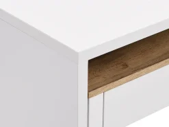 Consola*Vente-unique Secretária extensível com 2 gavetas, branca e natural - LOAVIA Natural claro / Branco