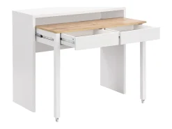 Consola*Vente-unique Secretária extensível com 2 gavetas, branca e natural - LOAVIA Natural claro / Branco