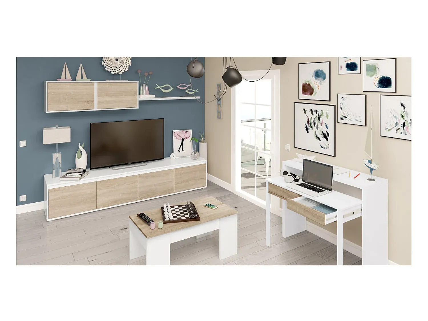 Consola|Loungitude Secretária extensível Mesa Branco