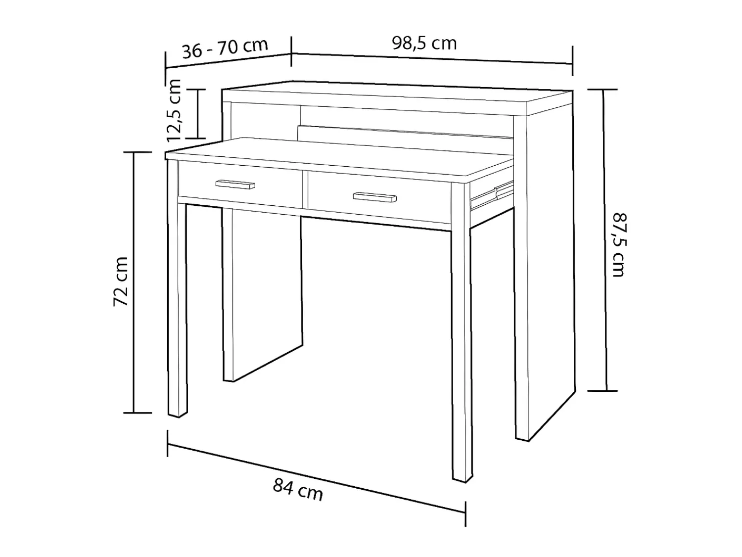 Loungitude Secretária extensível Mesa^ Consola