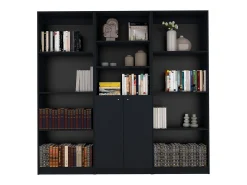 TuHome Set Triplo de Bibliotecas Munds Concept: Organização Inteligente, Estantes Abertos e Elegância Minimalista em um Só Conjunto^ Biblioteca