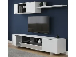 Móvel De Tv*Dmora Sistema de parede Dafanti, móvel de sala de TV, composição de conjunto de sala, conjunto de sala com móvel de parede, 200x41h46 cm, brilhante Branco