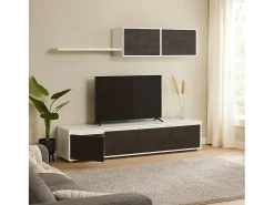 Móvel De Tv*Dmora Sistema de parede Damatte, móvel de sala de TV, composição de conjunto de sala, conjunto de sala com móvel de parede, 200x41h43 cm, e Ã