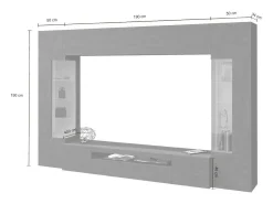 Dmora Sistema de parede Dberard, conjunto de sala de TV com 6 portas, móveis de sala multiuso com luz LED, 100% Fabricado na Itália, 290x40h191 cm, Antracite^ Móvel De Tv