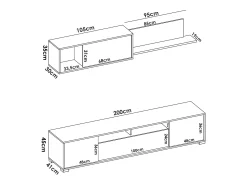 Móvel De Tv*Dmora Sistema de parede Dfalcon, móvel de sala de TV, móveis de sala multiuso, 200x41h180 cm, carvalho e branco Natural claro / Branco